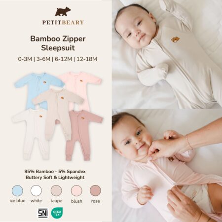 Bamboo Zipper Sleepsuit Baby 0-18M | Petit Beary