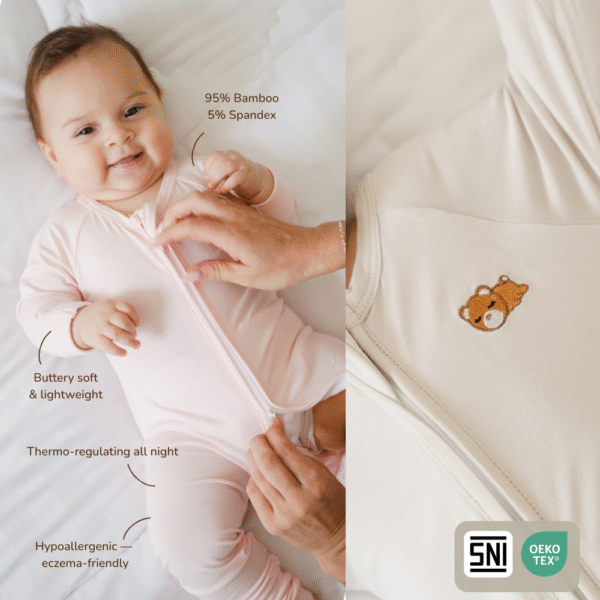 Bamboo Zipper Sleepsuit Baby 0-18M | Petit Beary