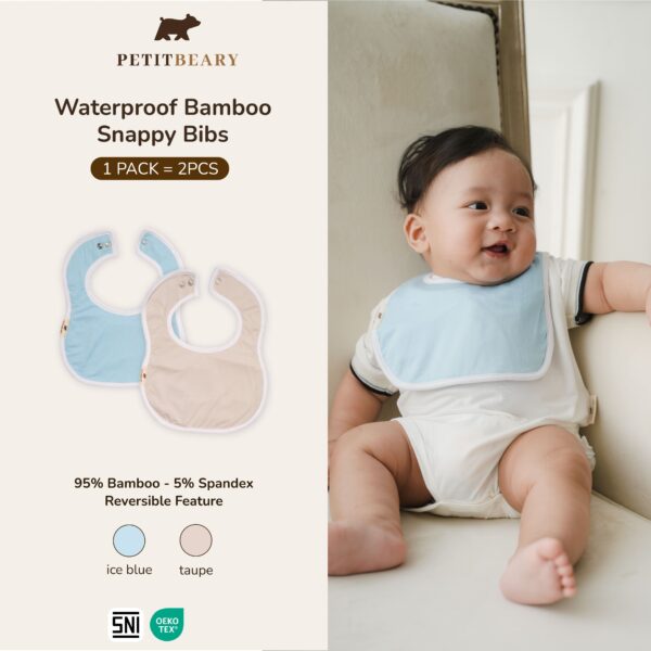 Bamboo Waterproof Reversible Snappy Bib 2pcs | Petit Beary