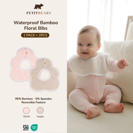Bamboo Waterproof Reversible Floral Bib 2pcs | Petit Beary