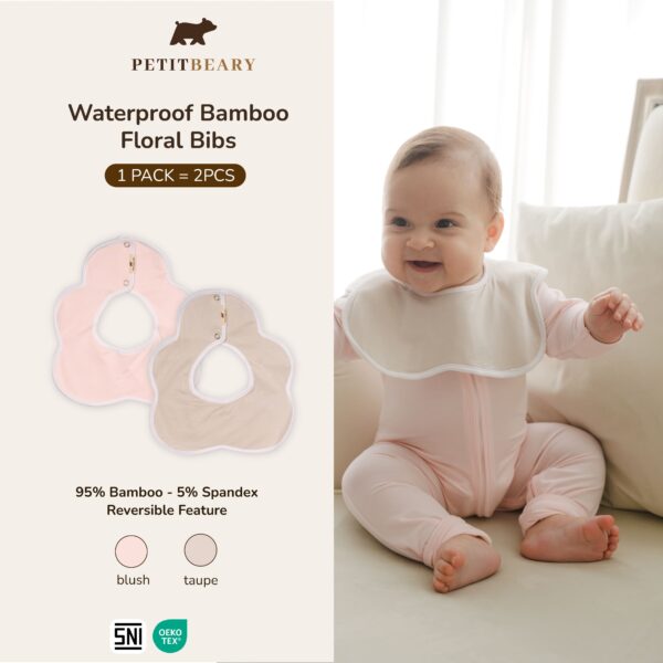 Bamboo Waterproof Reversible Floral Bib 2pcs | Petit Beary