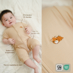 Bamboo Short-Sleeve Zipper Romper 0-18M | Petit Beary