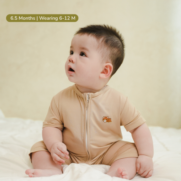 Bamboo Short-Sleeve Zipper Romper 0-18M | Petit Beary