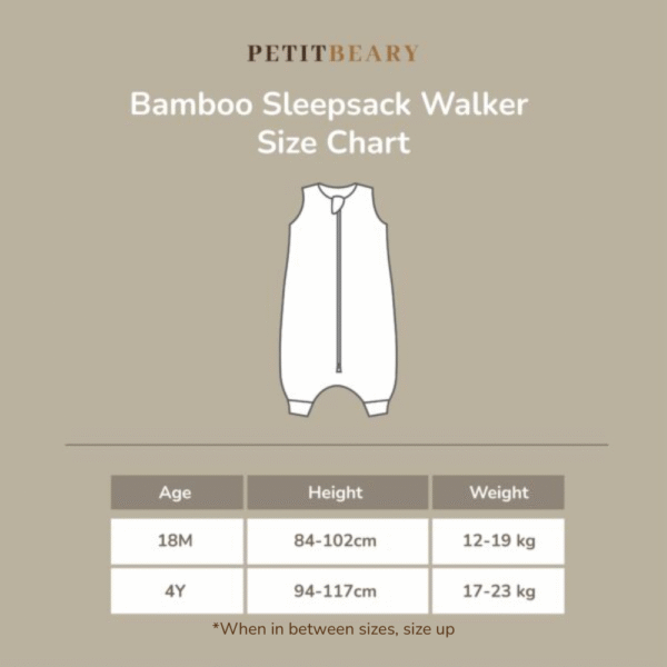 0.5 TOG Bamboo Toddler Sleepsack Walker 18M-4Y+ | Petit Beary