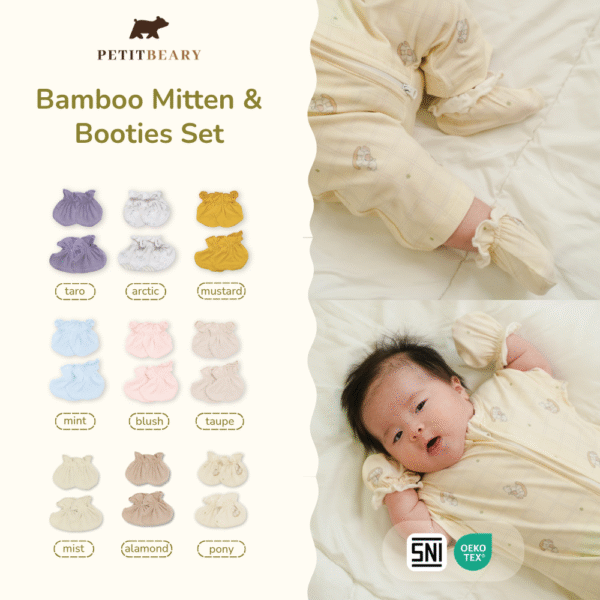 Bamboo Baby Mitten & Booties Set Newborn | Petit Beary
