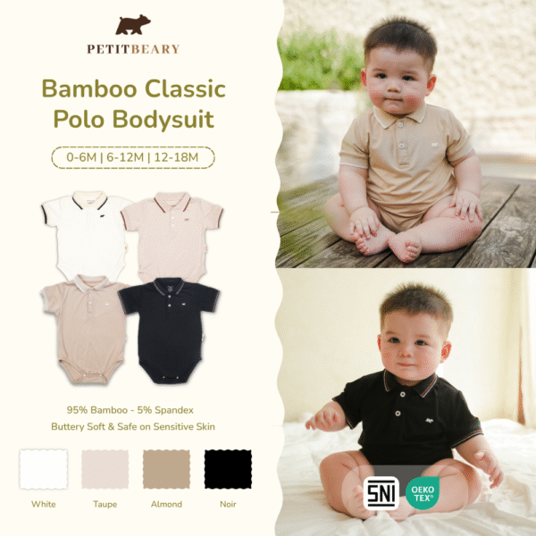 PETIT BEARY - Bamboo Classic Polo Bodysuit 0-12M