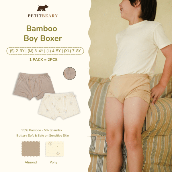 Bamboo Boy Boxer Brief 2-8Y Pack of 2pcs Cradle & Gallop | Boxer Anak Laki-Laki Petit Beary