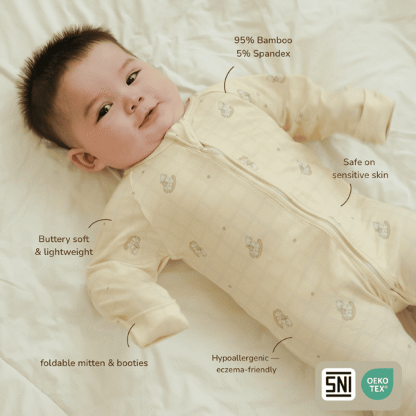 Bamboo Long-Sleeve Zipper Sleepsuit 0-18M Cradle & Gallop| Petit Beary