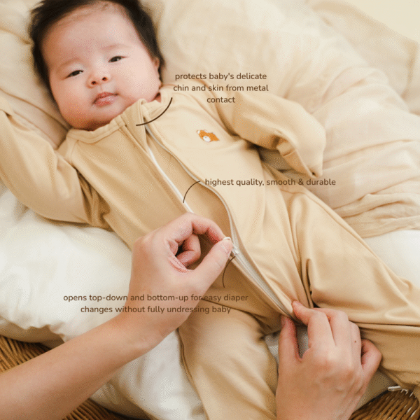 Bamboo Long-Sleeve Zipper Sleepsuit 0-18M Cradle & Gallop| Petit Beary