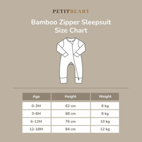 Bamboo Long-Sleeve Zipper Sleepsuit 0-18M Cradle & Gallop| Petit Beary