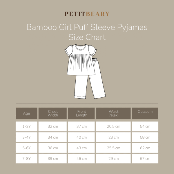 Bamboo Girl Puff Sleeve Pyjamas 1- 8Y | Petit Beary